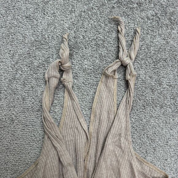 Kennedy Kened IK Ribbed Knit Wide Leg Wrap Jumpsuit Womens Small Beige Tie Strap - Picture 4 of 14